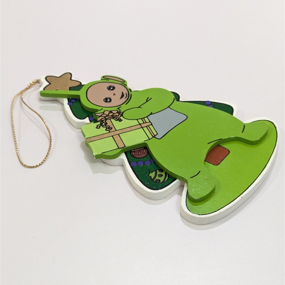 Vtg Teletubbies Dipsy Green Wooden Christmas Ornament 1999 Kurt Adler NEW - Picture 2 of 5